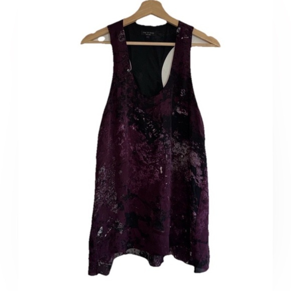Rag & Bone Purple & Black 100% Silk Tank Blouse Sz. M